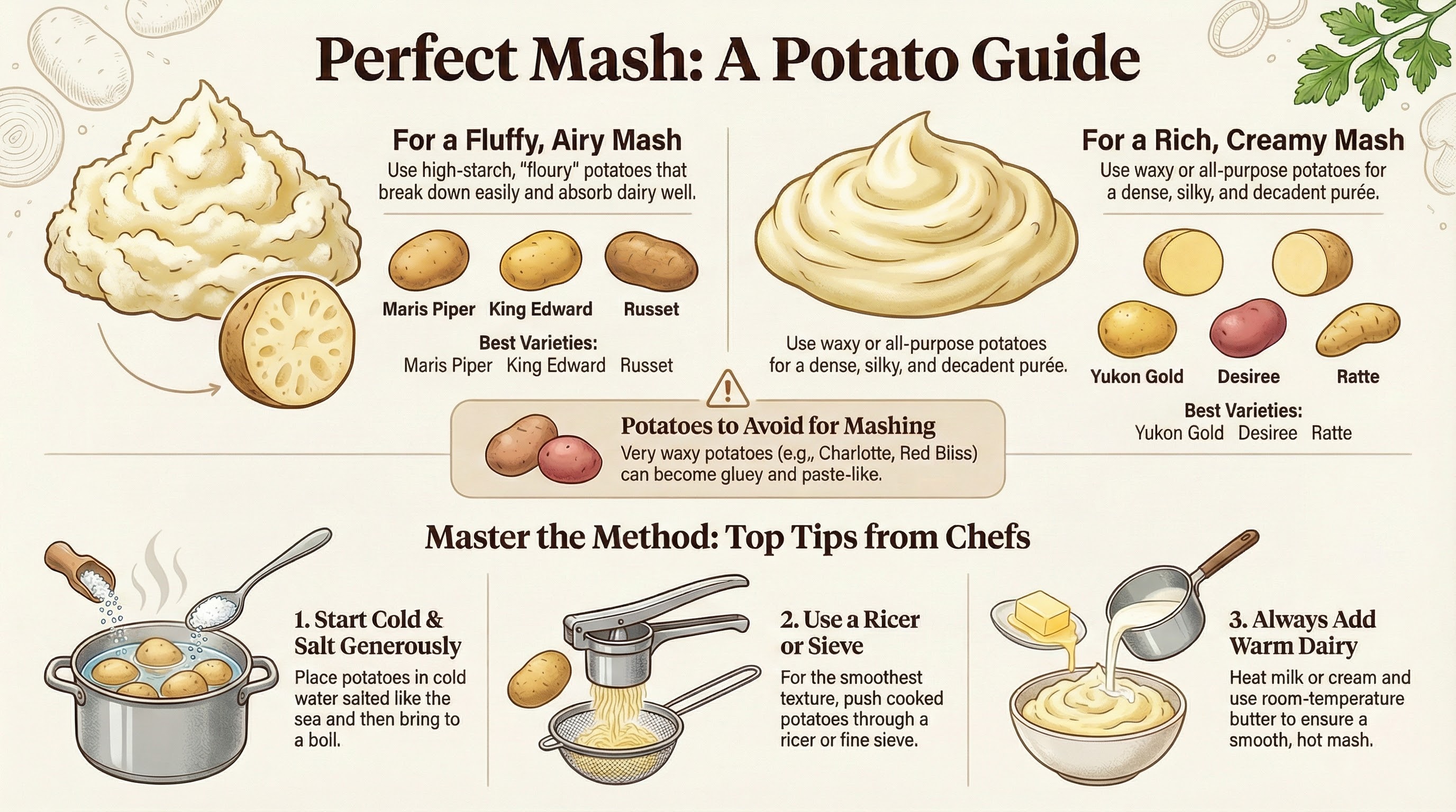 Perfect mashed potatoes in a bowl
